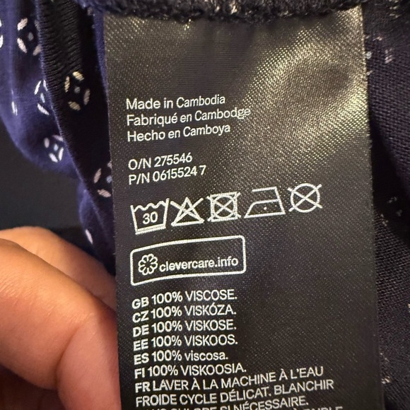 Women's H&M Polka Dot Printed Navy Flutter-Sleeve Dress Size M Spring Midi - Picture 14 of 16